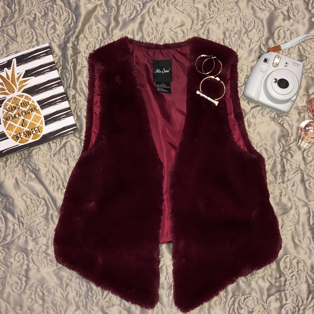 FauxFur Burgundy Vest